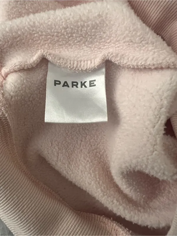 Parke Heart Varsity Mockneck Sweatshirt In Peony And Denim Size S/M - Image 5