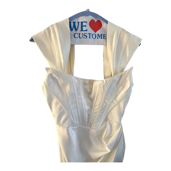 House of CB Lulu Ivory Asymmetric Drape Midi Corset Dress size medium - Image 2
