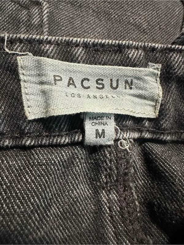 X134. Pacsun Button-Front Black Denim Overall Dress - Image 3