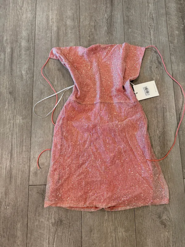 Hello Molly Glitter Pink Strapless Mini Dress - Image 3