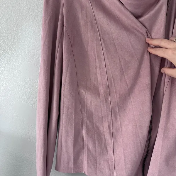 Mote Women's Jacket Size L-XL Soft Faux Suede Drape Pink Dusty‎ Long Sleeve - Image 11