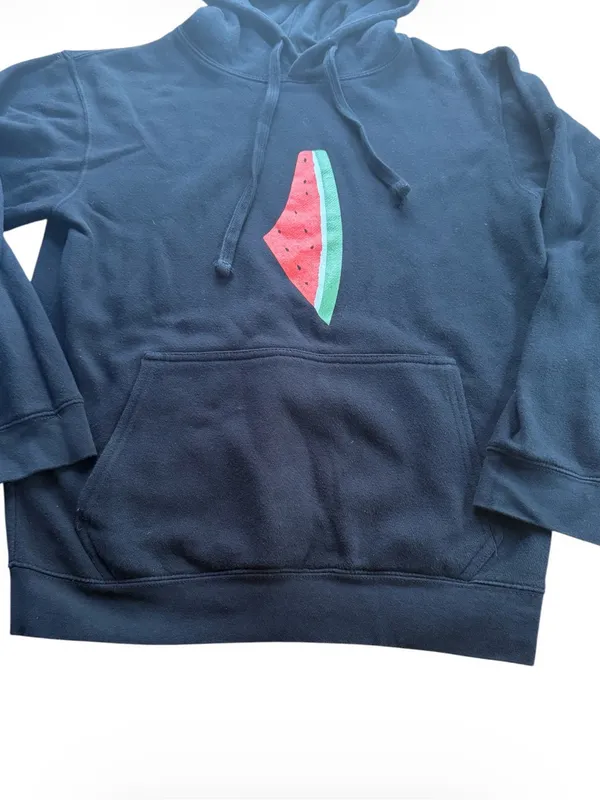 Wear The Peace Black Watermelon Palestine Map Pullover Hoodie Sweatshirt Small - Image 3