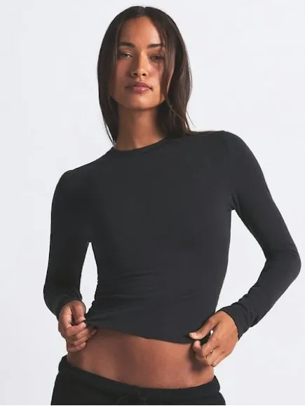 Skims Cotton Jersey Long Sleeve T-Shirt in Soot Size Medium New with tag - Image 4