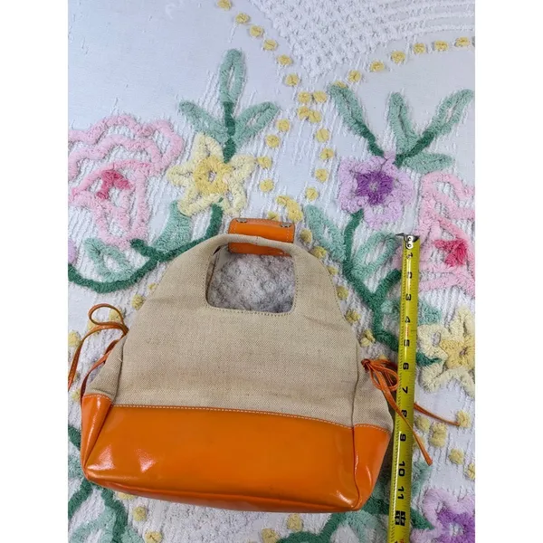 Bath & Body Works Canvas Orange Leather Trim Handle Bag‎ Women's Accessory - Image 9
