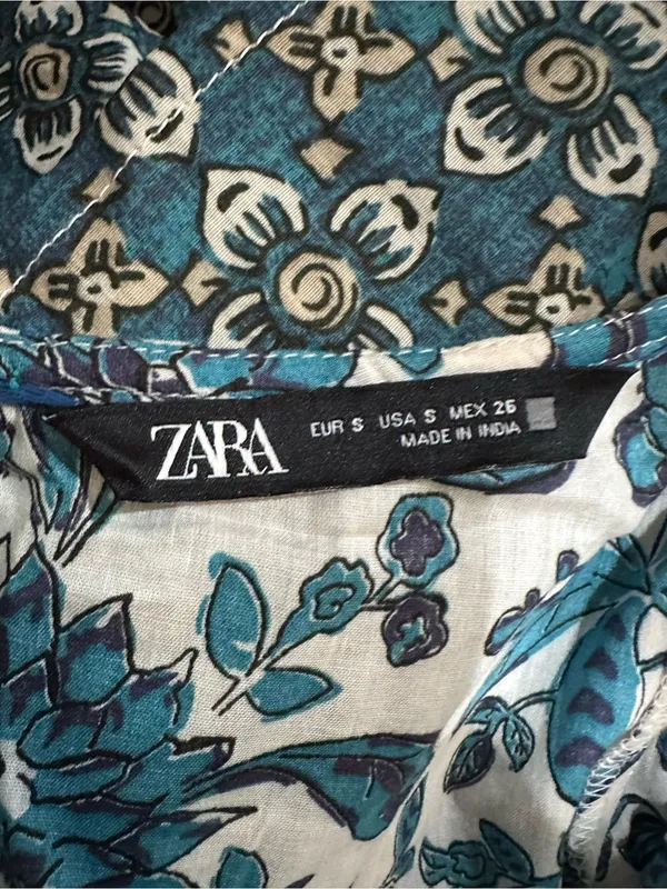 Zara Blue Patchwork Print Maxi Dress – Size Small - Image 10