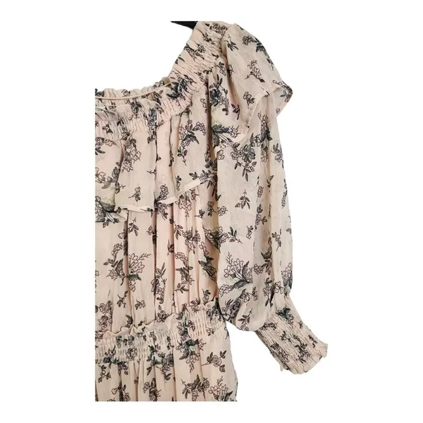 Hayden Los Angeles Floral Ruffle‎ Mini Dress Small Pink Smocked Off Shoulder - Image 9