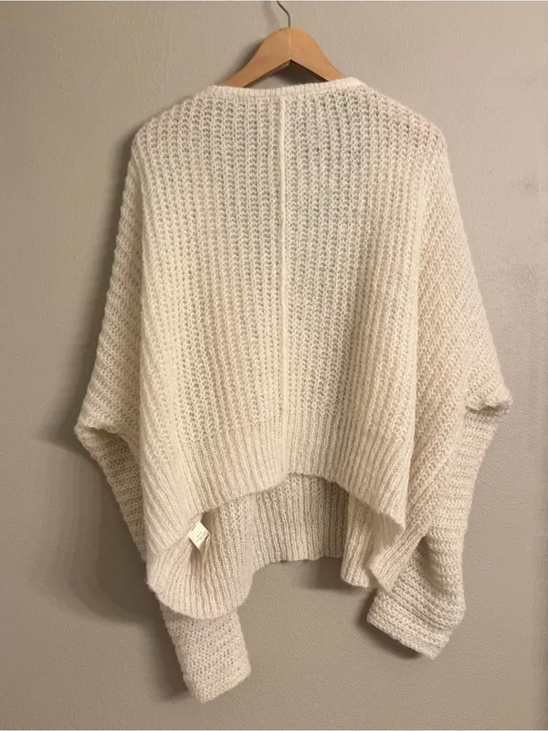 Free People‎ Cream V-Neck Textured Knit Sweater - Image 5