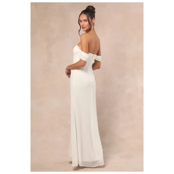 NWT Lulus Magical Magnetism White Off-the-Shoulder Maxi Dress Bridal Wedding XS - Image 4