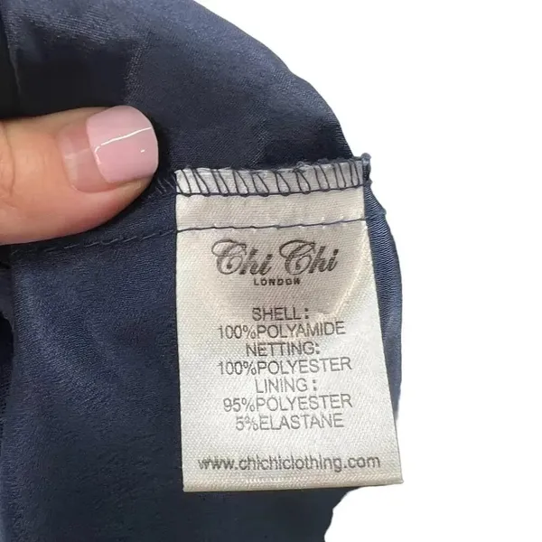 Chi Chi London‎ Sheridan Dress Navy Blue Embroidered Short Sleeve UK 12 US 8 - Image 14