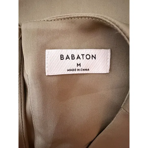 Aritzia Babaton Cella Satin NWOT Linen Blend Cutout Maxi Dress Open Back M Olive - Image 7