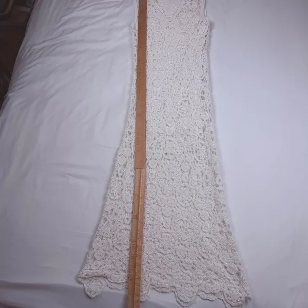House of Harlow 1960 Ivory Crochet Floral Maxi Dress Sleeveless V-Neck Small - Image 2