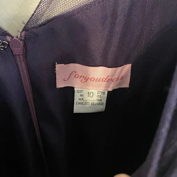 Unique Vintage Maxi Dress Sz 10 Formal Occasion Dark Plum Mesh Sweetheart - Image 3