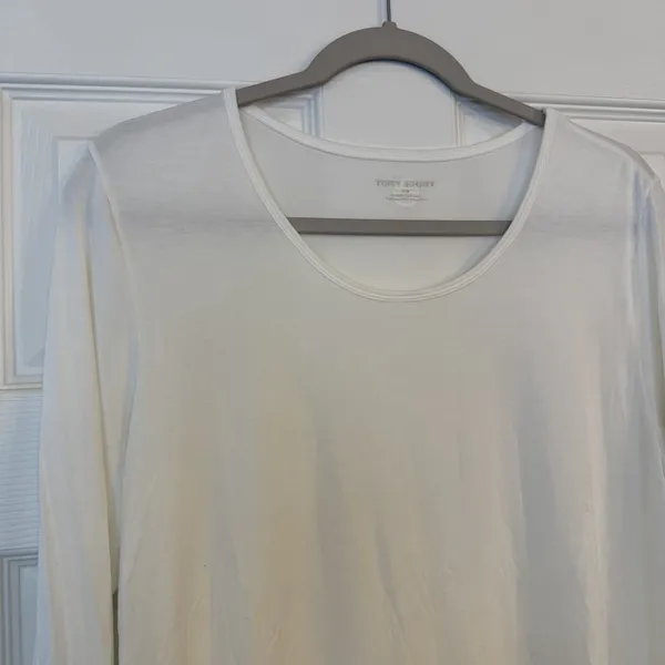Tory‎ Burch Sport T-Shirt Womens LG White Hi/Lo Modal Long Sleeve Stretch Layer - Image 7