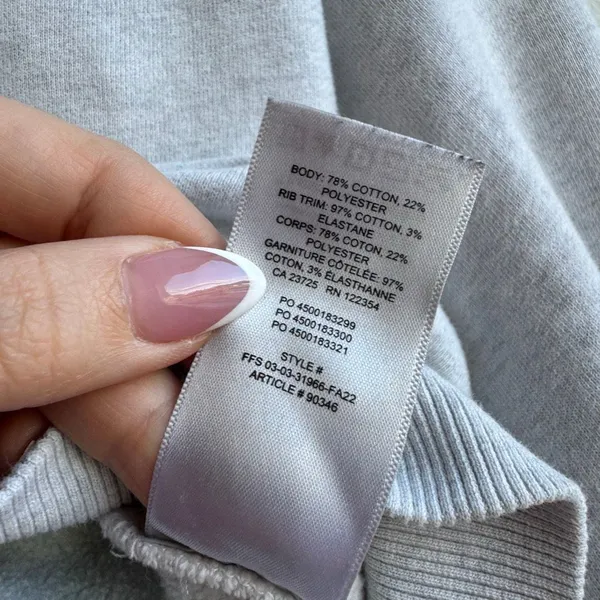 Aritzia TNA Cozy Fleece Cropped Crewneck Gray Sweatshirt Size Small - Image 6