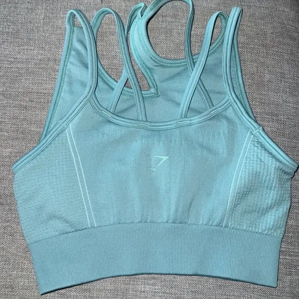 GYMSHARK ULTRA SEAMLESS Sport Bra S in green/teal color - Image 2