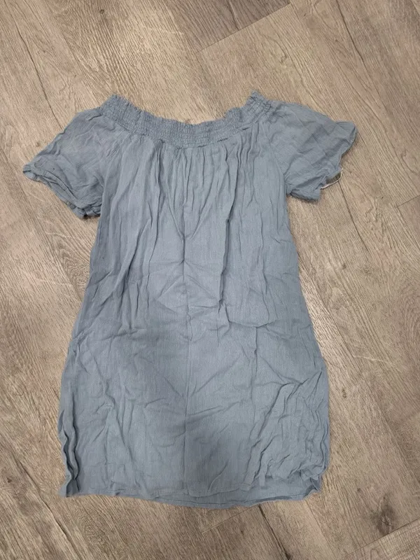 Abercrombie & Fitch Blue Off-The-Shoulder Dress XS Lightweight Cotton Blend - Image 2