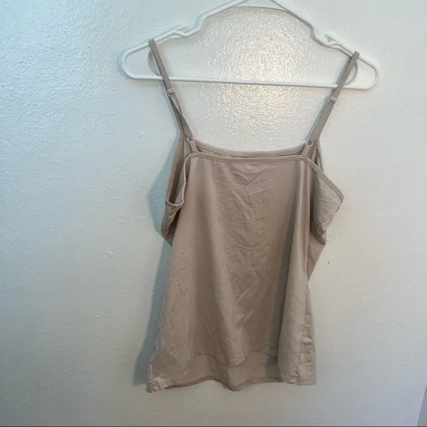 Studio Y Women's Size Large Tank Top Beige Square Neck Adjustable Straps Stretch - Image 8