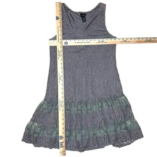 Vintage Y2K Daytrip‎ Dress L Buckle Fairy Festival Crochet Lace Overlay Tiered - Image 4