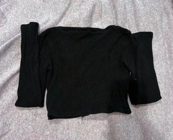 Reformation Black Cardigan with Pearl Buttons - Image 2
