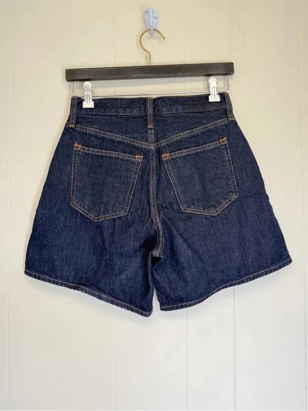 NWT ABERCROMBIE & FITCH The Loose Short High Rise Dark Wash Shorts 24 - Image 6