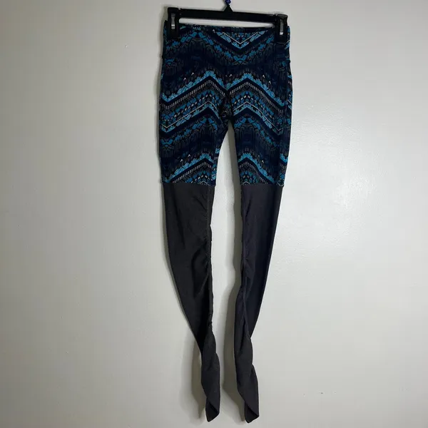 Alo Yoga Women's Blue Gray Geometric Print High Rise Leggings Size XS Yoga Gym - Image 2