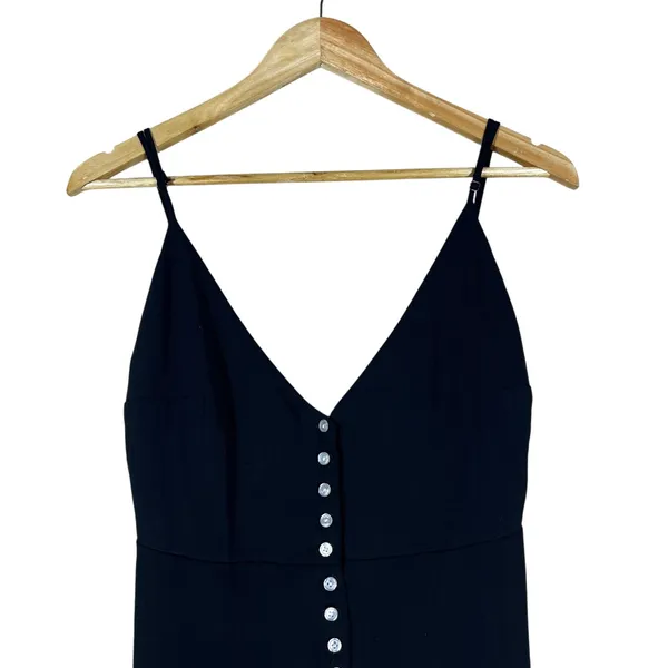 Urban Outfitters Button Front Solid Mini Dress Black 90s Style Cross Back Size M - Image 2