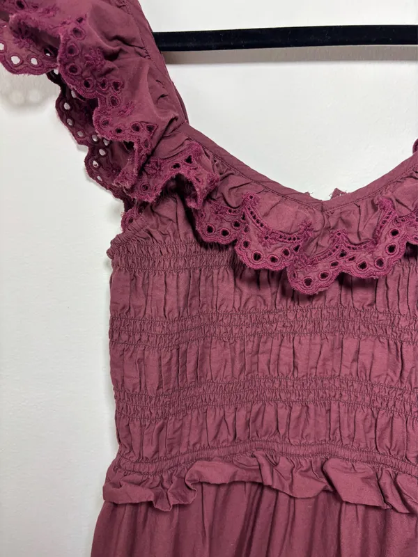 Madewell Lucie tiered burgundy dress size 2 (105) - Image 5