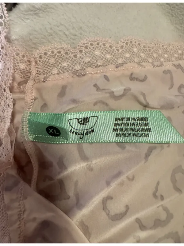 Honeydew Pale Pink Leopard-Print Lace Trim PJ Top - Image 4