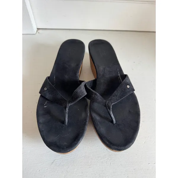 UGG‎ Brooks black suede cork wedge sandals Size 8 - Image 3