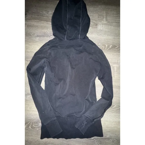 Vtg Lululemon Scuba Hoodie Women’s 6-8 Black Full Zip Yoga Jacket Thumb Holes - Image 10