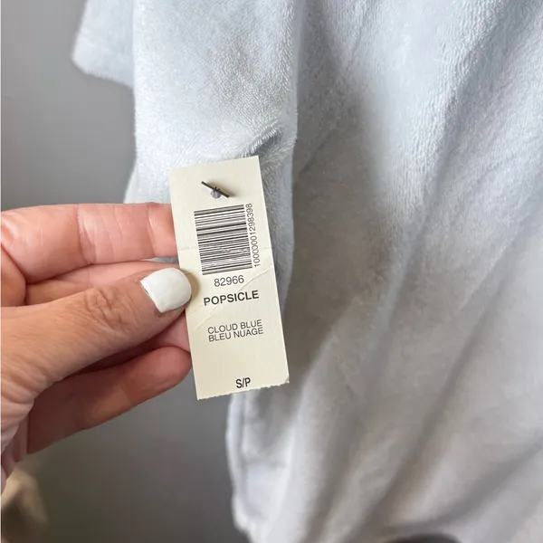 Aritzia Wilfred Free NEW Light Blue Short Sleeve Terry Cloth Shirt Size Small‎ - Image 4