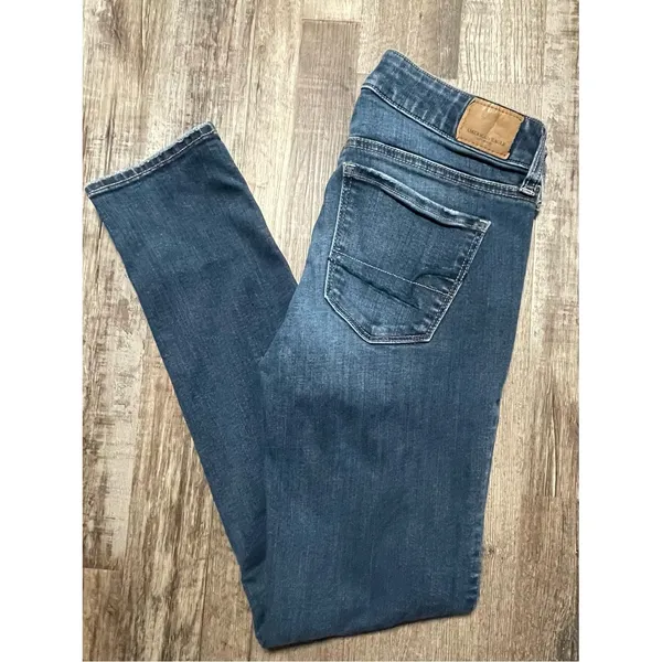 American‎ Eagle Outfitters Women's Blue Super Stretch Skinny Jeans - Image 5