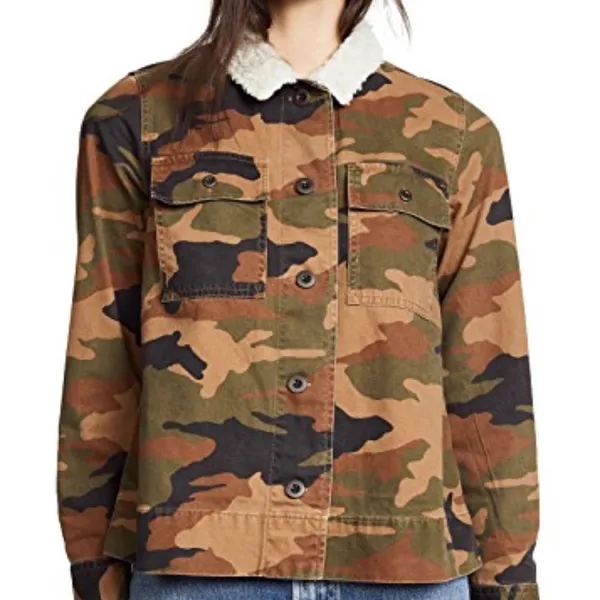 NWT Madewell Northward Camo Army Shirt Jacket Shearling Collar Cotton - Image 7