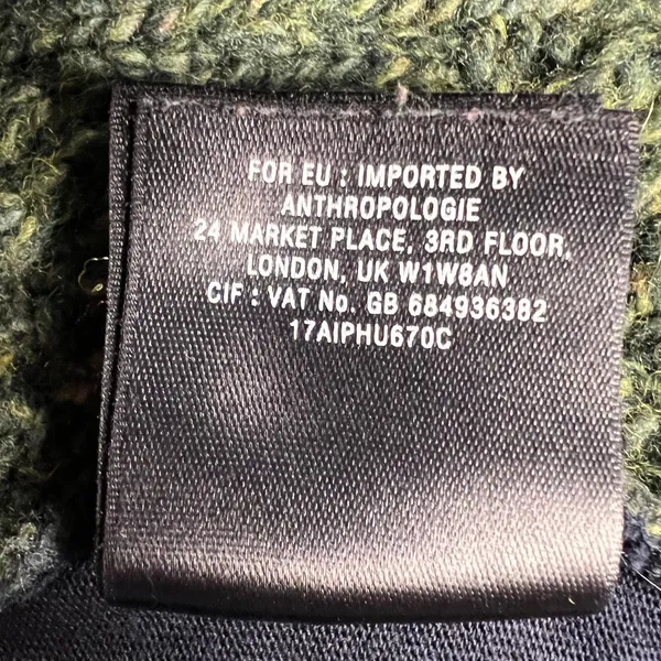 Pilcro and the Letterpress Dually Clad Wool Cable Knit Sweater Green/Navy Size L - Image 8