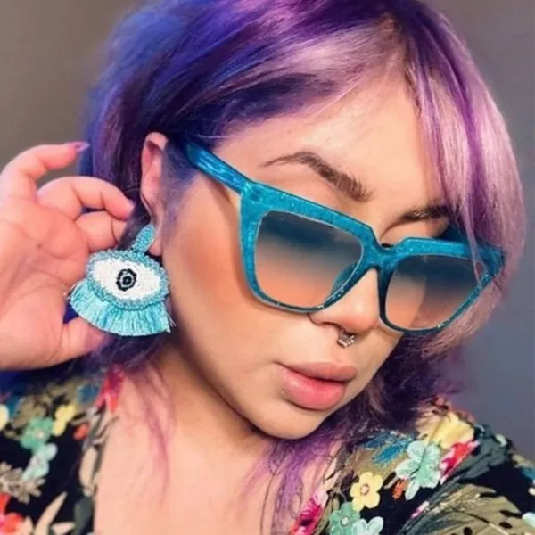 Candy Color Glittering Cat Eye Sunglasses - Pretty Purple - Image 8