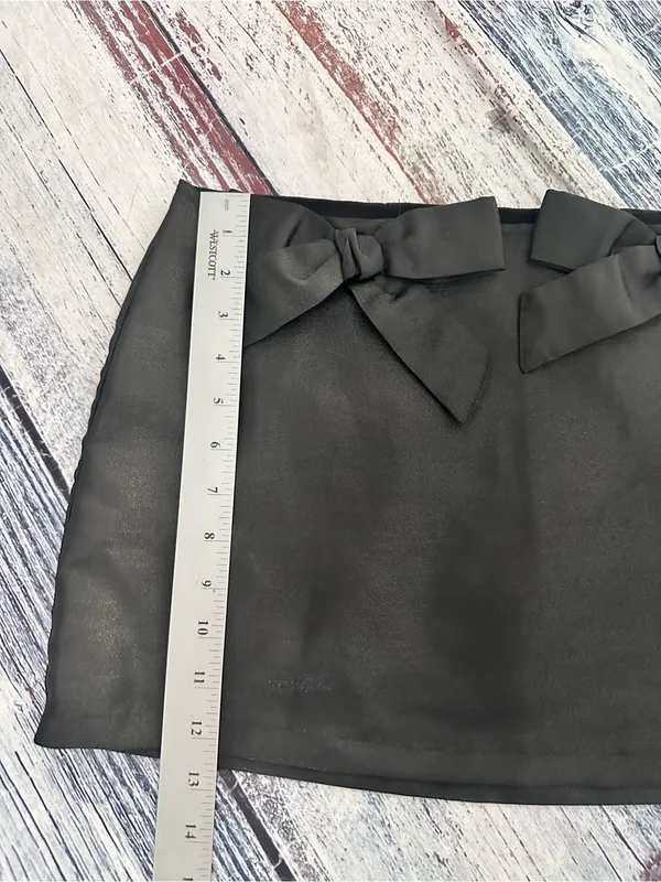 Urban Outfitters Black Shimmer Satin Bow Micro Mini Skirt - Image 9