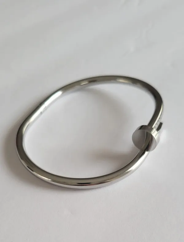 Silver Nail-Style Bangle Bracelet - Image 2