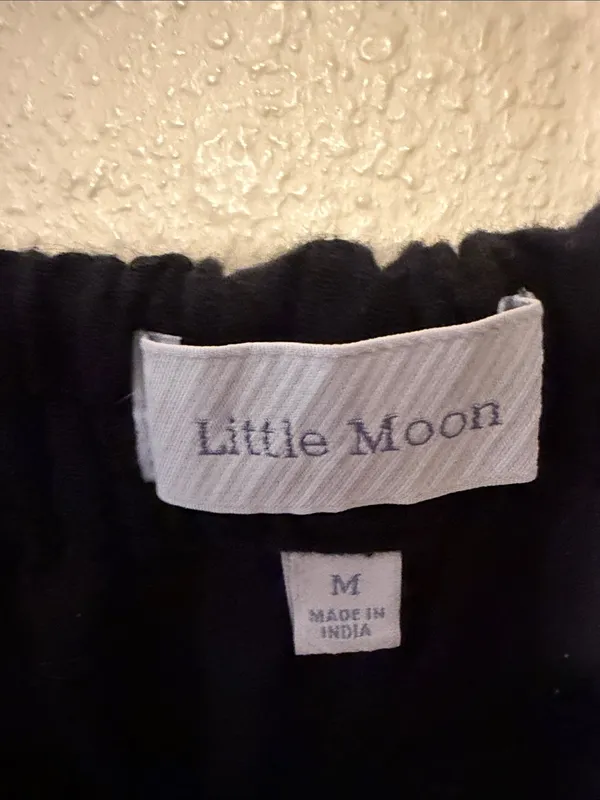 Little Moon Aritzia Sail Pant Wide Leg Pull On Black 100% Organic Cotton Medium - Image 4