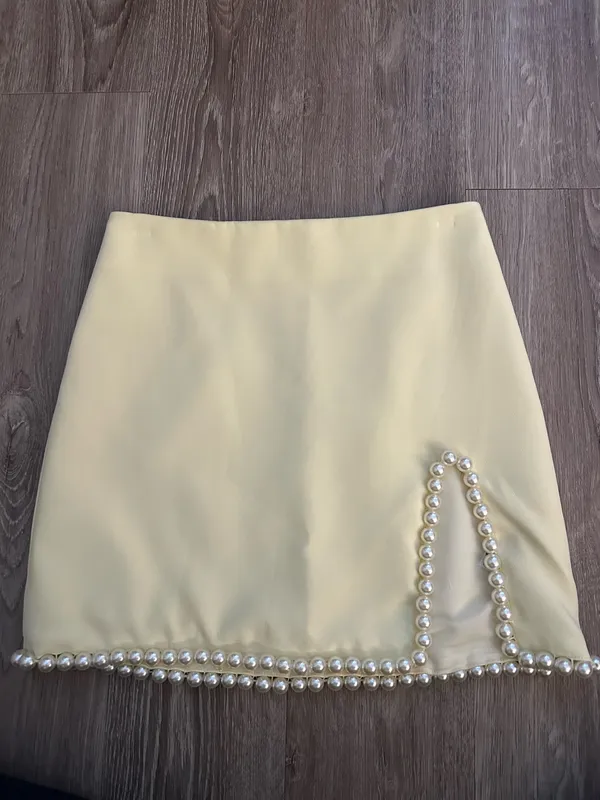Yellow Pearl Nasty Gal Mini Skirt - Image 3