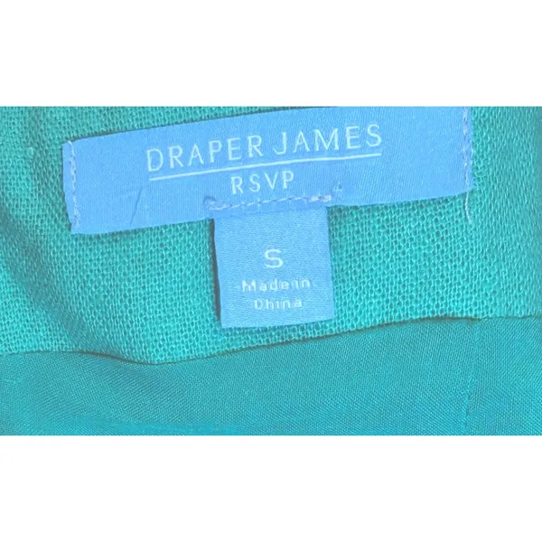 Draper James RSVP Linen Blend Puff Sleeve Mini Dress Green Square Neck S - Image 6