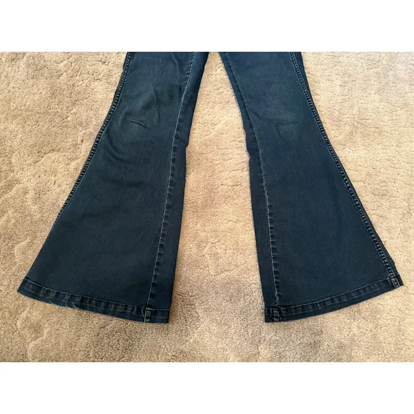 Free People High Rise Flare Jeans Dark‎ Wash Denim Women Size 27 - Image 8