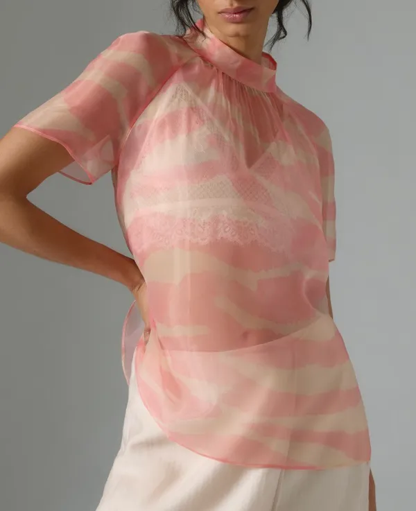 Anthropologie Daniel Rainn Mock Neck Organza Blouse, Size L - Image 2