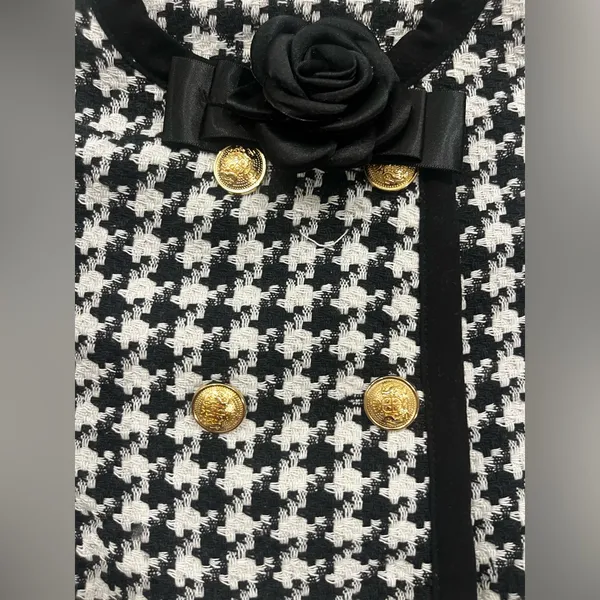 Black and White Houndstooth Set with Gold Buttons Size 2 - Image 6