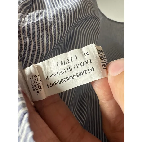 Banana Republic Womens‎ Lazuli Blue Pinstripe Cotton Button Down Shirt M 866206 - Image 6