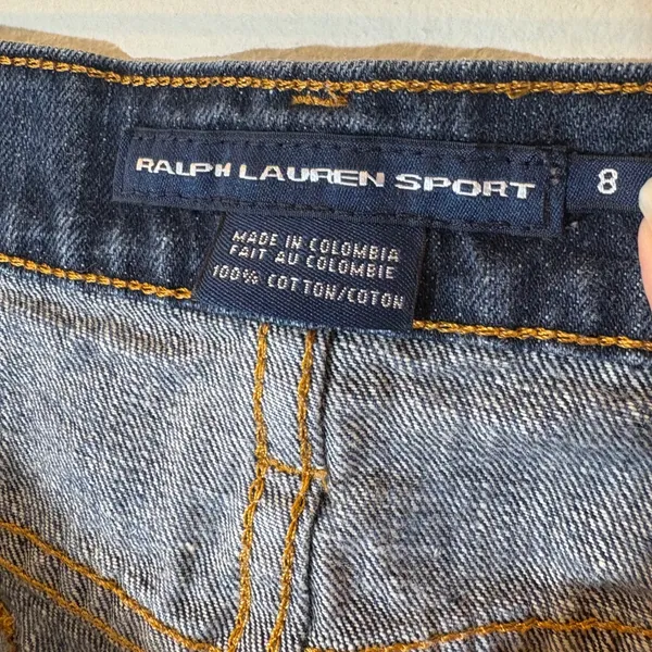 Ralph Lauren‎ Sport Denim Shorts Size 8 Dark Wash Blue - Image 4