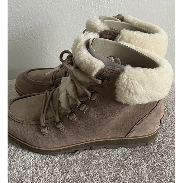 New! Women's Sorel Harlow‎ Lace Up Cozy Low Top Ash Brown Boots 11 - Image 3