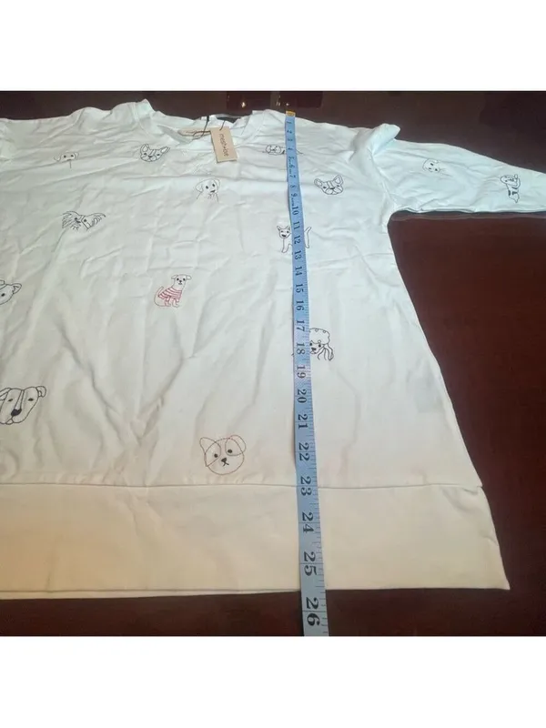 Mesh+Love White Dog Pups Graphic Embroidery tshirt Kitsch '90s Animal Core Sz L - Image 5