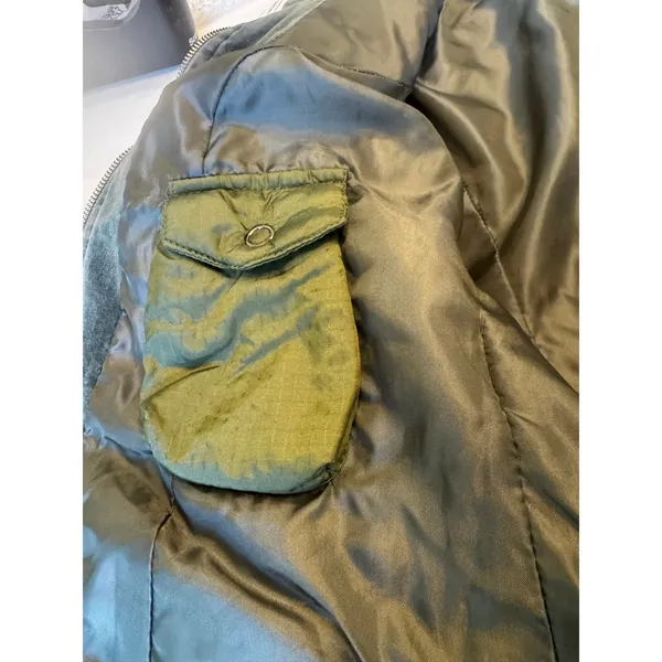 Free People Olive Green Nylon Jacket Velvet Collar Utility Puffer Size 4 - Image 8
