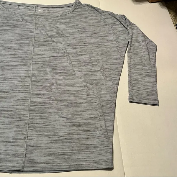 Athleta Womens Size Medium Blue Grey Gray Dolman Long Sleeve Athletic Shirt Top‎ - Image 7