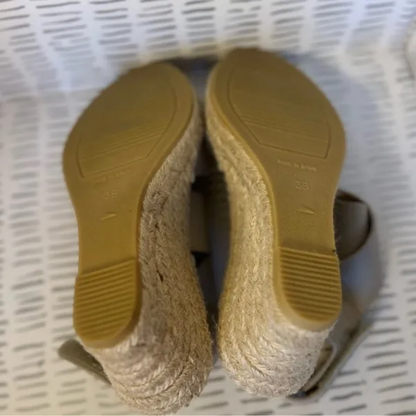 Kanna Spain Women 38 7.5 Taupe Pebbled Leather Espadrille Wedge Sandals‎ Boho - Image 5
